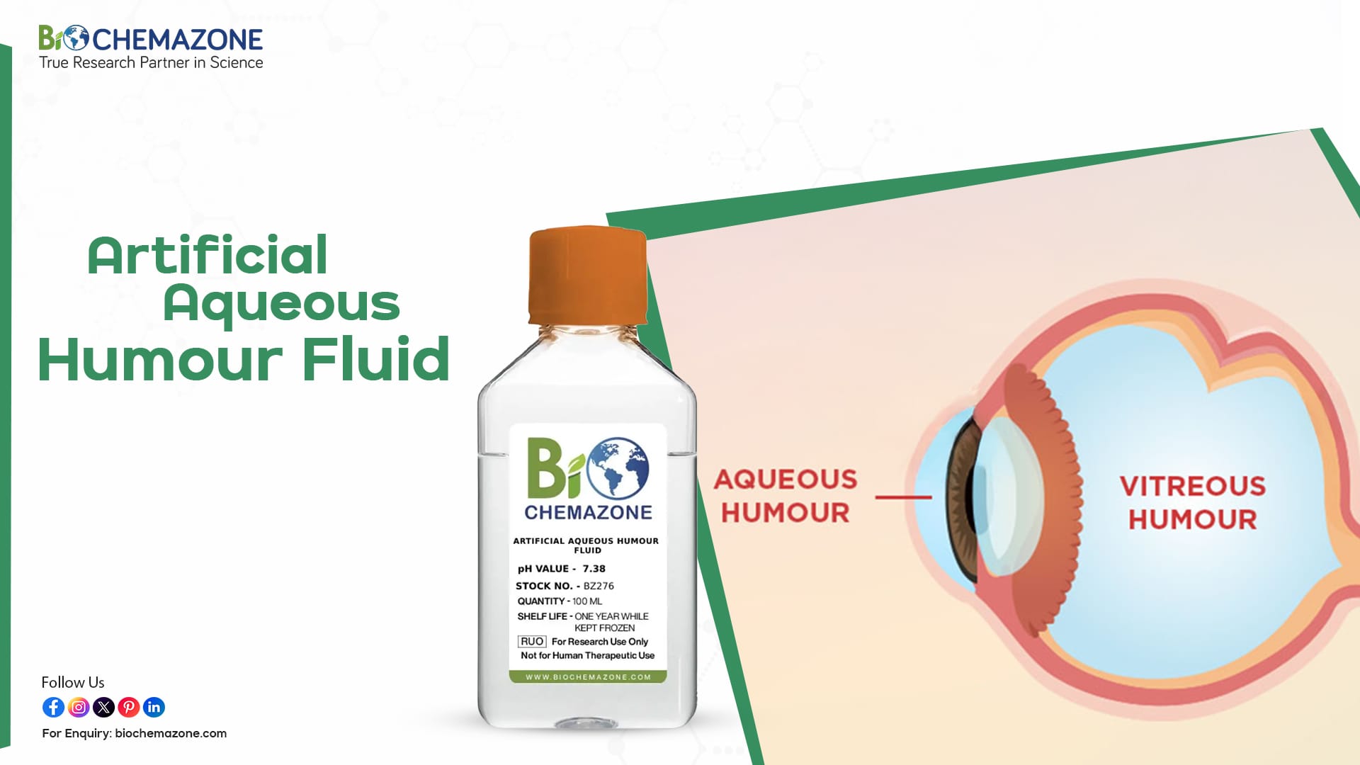 Artificial Aqueous Humour Fluid for Research | Biochemazone™ 1 Artificial Aqueous Humour Fluid